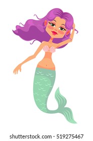 Mermaid character. Vector flat cartoon illustration 