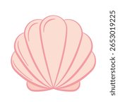 Mermaid clam sea shell in flat design vector icon