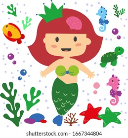 mermaid clipart, vector graphics, digital clip art, digital images, designe on white background