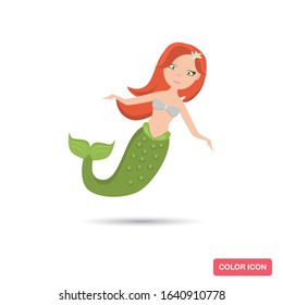 Mermaid color flat icon for web and mobile design
