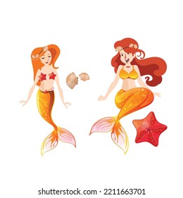 mermaid colored vector illustration concept designs