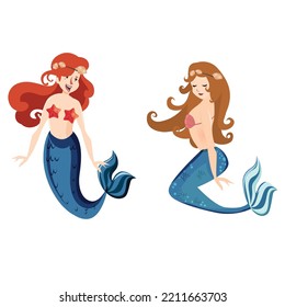 mermaid colored vector illustration concept designs