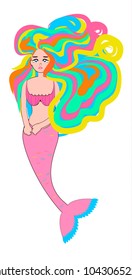 mermaid with colorful hair