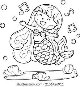 Mermaid Coloring Book Isolated On White Stock Vector (Royalty Free ...