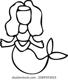 Mermaid for coloring book. Outlines. Logo, emblem. Vector illustration. 