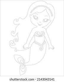 mermaid coloring page of child