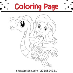 Mermaid coloring page for children