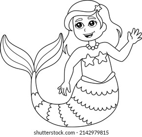 Mermaid Coloring Page Isolated for Kids