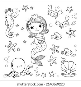 Mermaid Coloring page for kids 