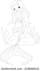 Mermaid coloring page for kids
