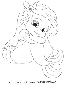 mermaid coloring page for kids and adult
