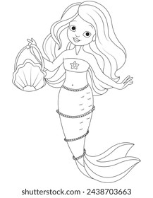 mermaid coloring page for kids and adult