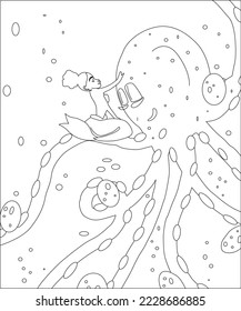 mermaid coloring page for kids and adults