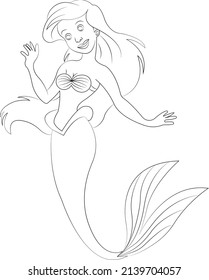 mermaid coloring page looking good with line art