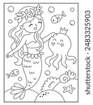 Mermaid coloring pages for kids