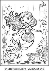 MERMAID COLORING PAGES for KIDS