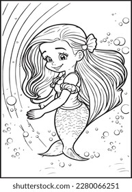 MERMAID COLORING PAGES for KIDS