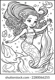 MERMAID COLORING PAGES for KIDS