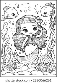 MERMAID COLORING PAGES for KIDS