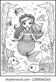 MERMAID COLORING PAGES for KIDS