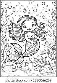 MERMAID COLORING PAGES for KIDS