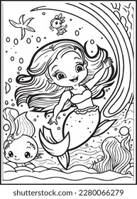 MERMAID COLORING PAGES for KIDS