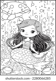 MERMAID COLORING PAGES for KIDS