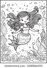 MERMAID COLORING PAGES for KIDS