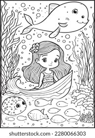 MERMAID COLORING PAGES for KIDS