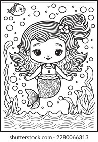 MERMAID COLORING PAGES for KIDS