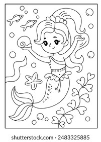 Sirena para colorear páginas para niños