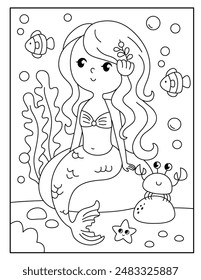 Mermaid coloring pages for kids