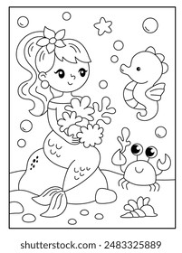 Sirena para colorear páginas para niños