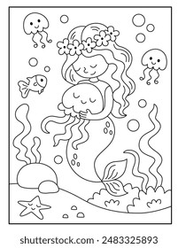 Mermaid coloring pages for kids