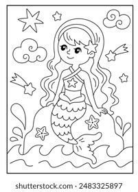 Mermaid coloring pages for kids