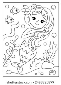 Mermaid coloring pages for kids