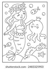 Sirena para colorear páginas para niños