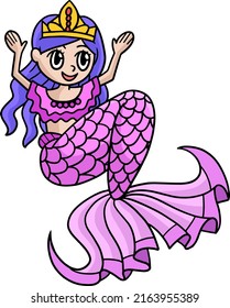 Mermaid Crown Princess Cartoon Colored Clipart