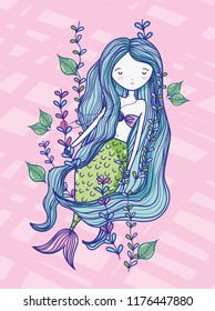 Mermaid cute drawing