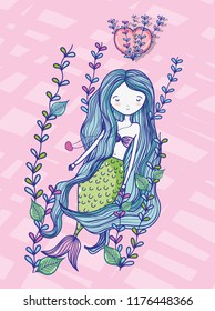 Mermaid cute drawing