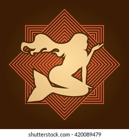 Mermaid designed on line square background graphic vector.