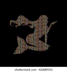 Mermaid designed using colorful mosaic pattern graphic vector.