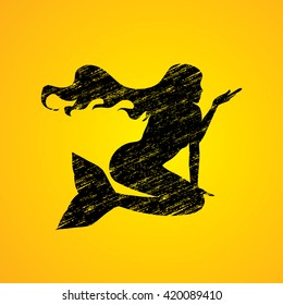 Mermaid designed using grunge brush graphic vector.