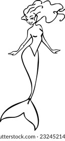 mermaid drawing black and white vector sexy coloring
