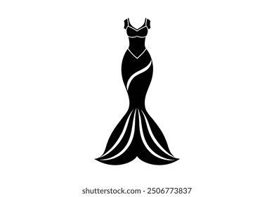 mermaid dress silhouette art illustration.