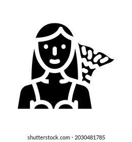 mermaid fantasy character glyph icon vector. mermaid fantasy character sign. isolated contour symbol black illustration