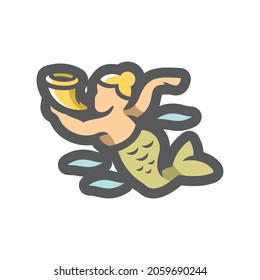 Mermaid fantasy fairy Vector icon Cartoon illustration.
