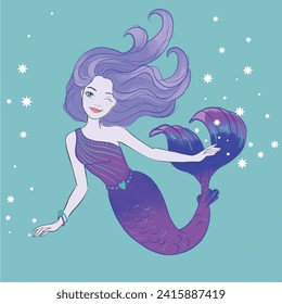 Mermaid Fashion Girl T shirt Graphic Design. Vector And more