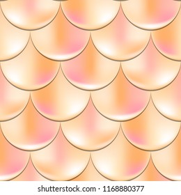 Mermaid or fish scale seamless pattern with holographic effect. Shiny golmermaid vector background. Golden metal pattern swatch. 3D fish scale pattern. Mermaid skin seamless pattern for wrapping paper