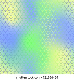 Mermaid or fish skin with scale pattern. Mermaid tail vector background. Mermaid  seamless pattern. Shiny fishscale seamless background for nursery design. Seamless color mesh with fish scale ornament